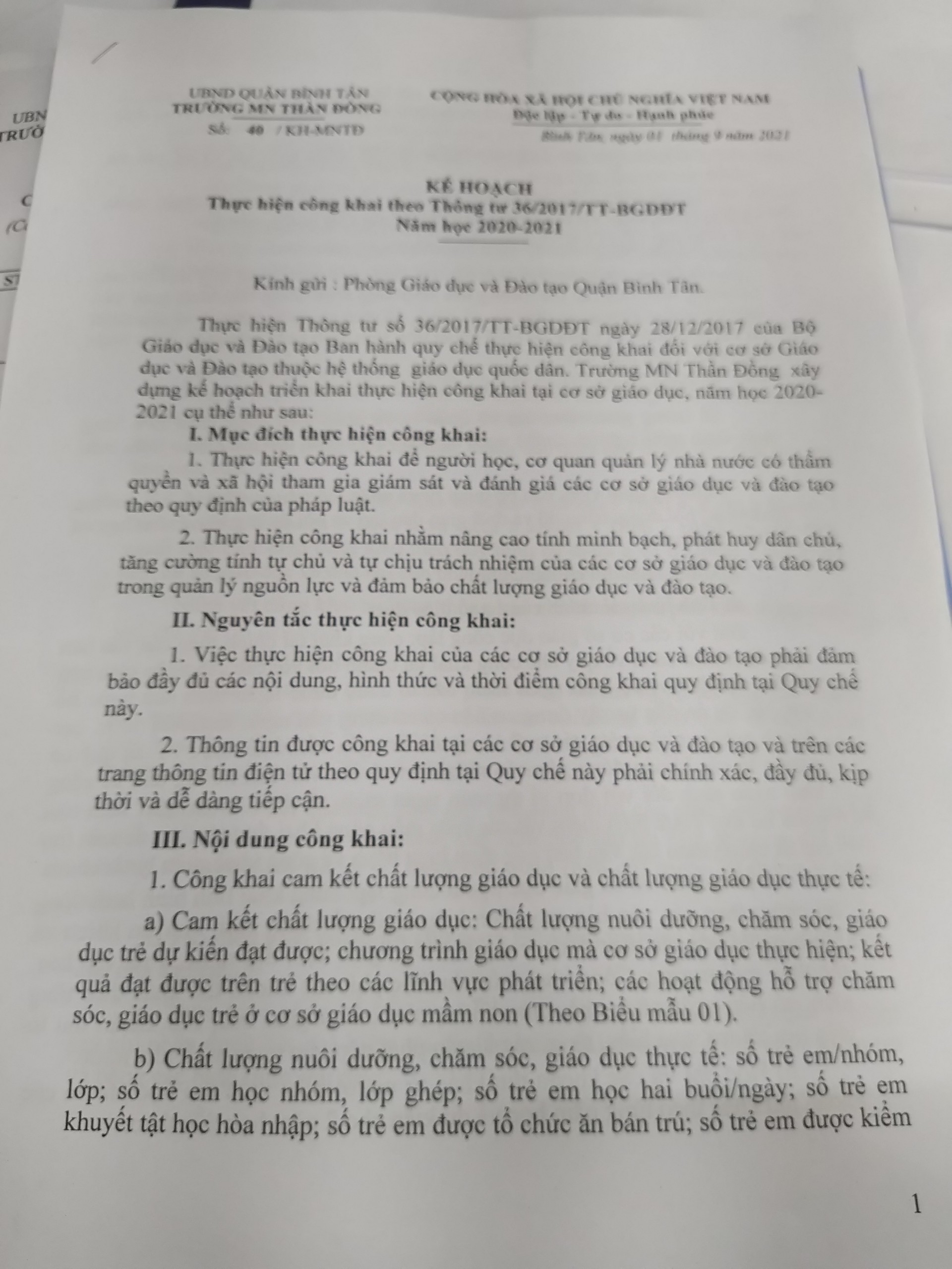 CÔNG KHAI THEO THÔNG TƯ 36 NĂM HỌC 2020-2021